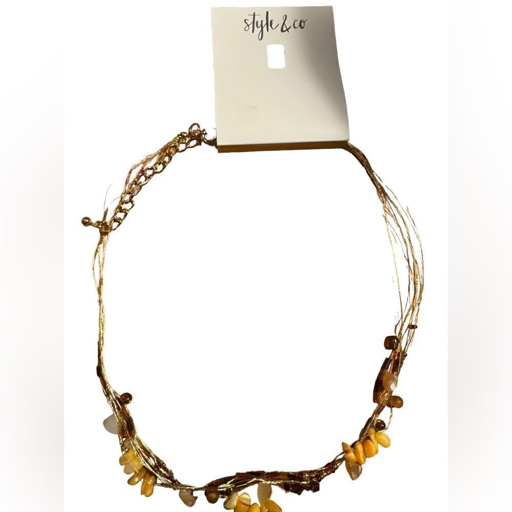 Style & Co Beaded Boho Multi-Strand Necklace, 18 + 3 Extender,- Brown - Picture 3 of 4